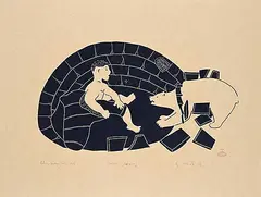 Peter Aliknak, Sudden Awakening #15/50, 1969, stonecut on paper