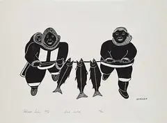 Peter Aliknak, Good Catch #16/40, 1973, stonecut on paper