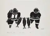 Peter Aliknak, Good Catch #16/40, 1973, stonecut on paper
