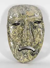 R.M. Allen, Untitled - Distraught Mask, 1994, green stone mask