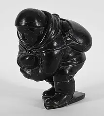 Peter Iqallu Angutikirq, Untitled - Lugging the Pack, black stone carving
