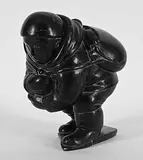 Peter Iqallu Angutikirq, Untitled - Lugging the Pack, black stone carving