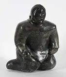 Mathew Aqigaaq, Untitled - Seated Woman, grey stone carving