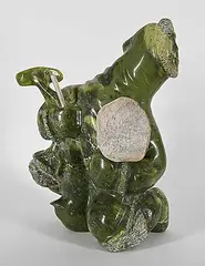 Kowisa Arlooktoo, Untitled - Serpentine Drum Dancer, 1999, green stone carving with bone