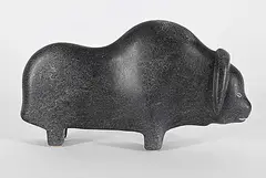 George Arluk, Untitled - Standing Muskox, black stone carving