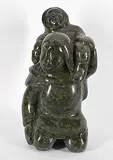 Kaka Ashoona, Untitled - Mother and Child II, green stone carving
