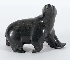 Ohito Ashoona, Untitled - Bear with Head Held High, black stone carving