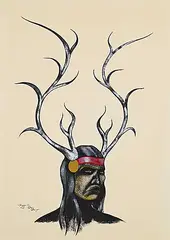 Kenneth Benjamin Chee Chee, Untitled - Self Portrait Transformation, 1975, acrylic on paper