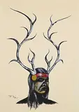 Kenneth Benjamin Chee Chee, Untitled - Self Portrait Transformation, 1975, acrylic on paper