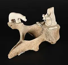 James Colbourne, Untitled - Fisherman and Bear II, stone and bone carving