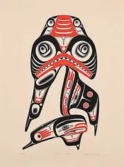Robert Davidson, Dogfish Mother #142/199, 1980, colour silkscreen on paper