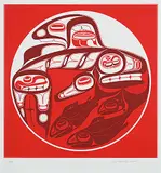 Robert Davidson, Killer Whale and Salmon #39/88, 2009, colour silkscreen on paper