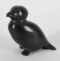 Joe Eqilaq, Untitled - Disconcerted Bird, black stone carving