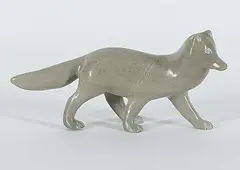 Henry Evaluardjuk, Untitled - Arctic Fox, 1988, grey stone carving