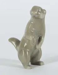 Henry Evaluardjuk, Untitled - Arctic Weasel, 1988, grey stone carving