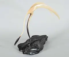 Rex Kangoak Goose, Sandhill Crane, 1994, bone and stone carving