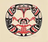 Tony Hunt, Half Human Raven Teaching Man #AP/XIII/XV, 1982, colour silkscreen on paper