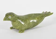 Seepee Ipeelie, Untitled - Bird Seal Creature, 1985, green stone carving