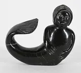 Nuveeya Ipellie, Untitled - Sedna with Carved Hair, 1985, black stone carving