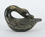 Nuveeya Ipellie, Untitled - Preening Goose, green stone carving