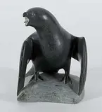 Joanasie Jack Ittukallak, Untitled - Falcon with Open Beak, black stone carving