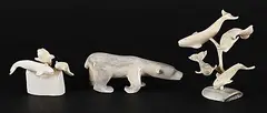 Ernie Kadloo, Lot of Three Miniatures, bone carving
