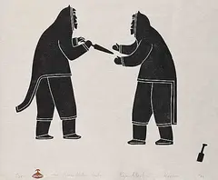 William Kagyut, Knife Attack #19/25, 1964, stonecut on paper
