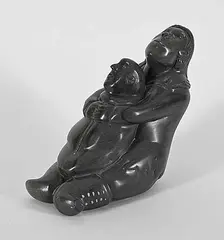 Jimmy Kattuk, Untitled - All Wrapped Up, grey stone carving