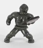Silas Kayakjuak, Proud Drum Dancer, black stone carving