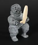 Silas Kayakjuak, Untitled - Captivated Drum Dancer, 2003, grey stone and bone carving