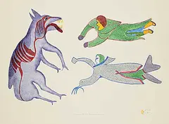 The Beast #33/47 by Myra Kukiiyaut, 1971, colour stencil on paper, sold Mar 2026