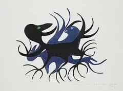 Spirit of the Hawk #4/14 by Myra Kukiiyaut, 1975, colour stonecut and stencil on paper, sold Mar 2026