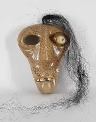 Untitled - Human and Spirit Mask by Floyd Kuptana, 2000, stone and mixed media mask, sold Mar 2026