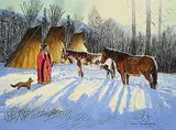 Maurice Louison, Untitled - Feeding the Horses, 1986, acrylic on canvas