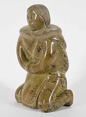 Pauloosie Lyta, Untitled - Kneeling Woman, 1976, brown stone carving