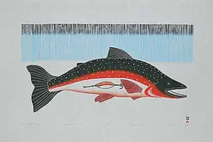 Kavavaow Mannomee, The Great Escape #9/50, 2004, colour stonecut and stencil on paper
