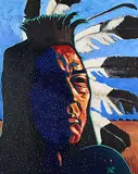 Frederick McDonald, Kicking Bird Medicine Man [Graham Green 1952-2025], 1996, acrylic on canvas