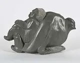 Johnny Meeko Sr, Man and Bird, green stone carving