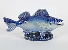 Untitled - Lone Fish Journey by Dianne Meili, glazed ceramic, sold Mar 2026