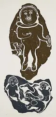 The Giant #30/30 by Annie Mikpiga, 1964, colour stonecut on paper, sold Mar 2026