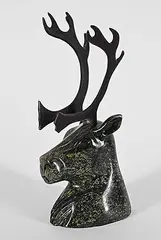 Idris Moss-Davies, Untitled - Caribou Bust, green stone and baleen sculpture