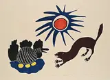Agnes Nanogak, Weasel at the Nest #4/50, 1979, colour stonecut and stencil on paper