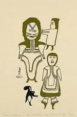 Jessie Oonark, People of the Inland #27/50, 1961, colour stonecut on paper