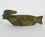 Pauloosie Padluq, Untitled - Smiling Sedna, 1992, green stone carving