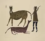 Eleeshushe Parr, Boy Playing with Dog #32/45, 1966, colour stencil on paper