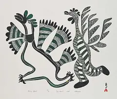 Pitseolak Ashoona, Fleeing Spirit #45/50, 1972, colour stonecut on paper