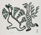 Pitseolak Ashoona, Fleeing Spirit #45/50, 1972, colour stonecut on paper