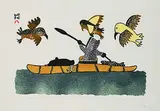 Pitseolak Ashoona, Return From the Hunt #17/50, 1980, colour stonecut and stencil on paper