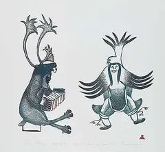Lipa Pitsiulak, Shaman's Costume #18/50, 1984, colour stonecut on paper