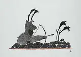 Lipa Pitsiulak, Disguised Archer #38/50, 1976, colour stonecut on paper